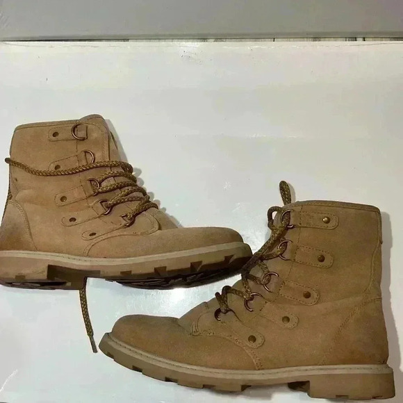 Roxy Boots faux fur lining tie up boot tan size 10 - Picture 4 of 9